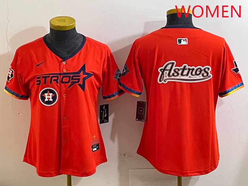 Women Houston Astros Blank Orange Fourth generation Joint Name 2025 Nike MLB Jersey style 12->women mlb jersey->Women Jersey